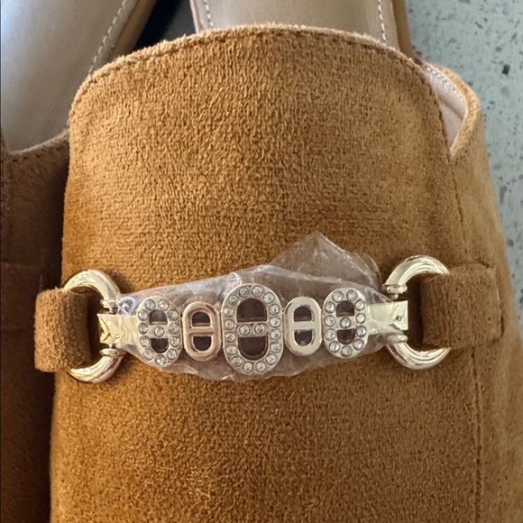 Camel Suede Mules with Gold Buckle NWB - Picture 2 of 4